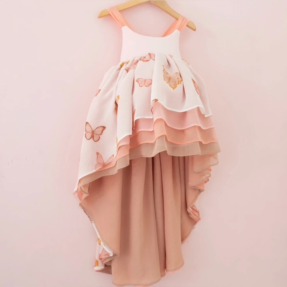 Pleiades Golden Peach Butterfly Dress